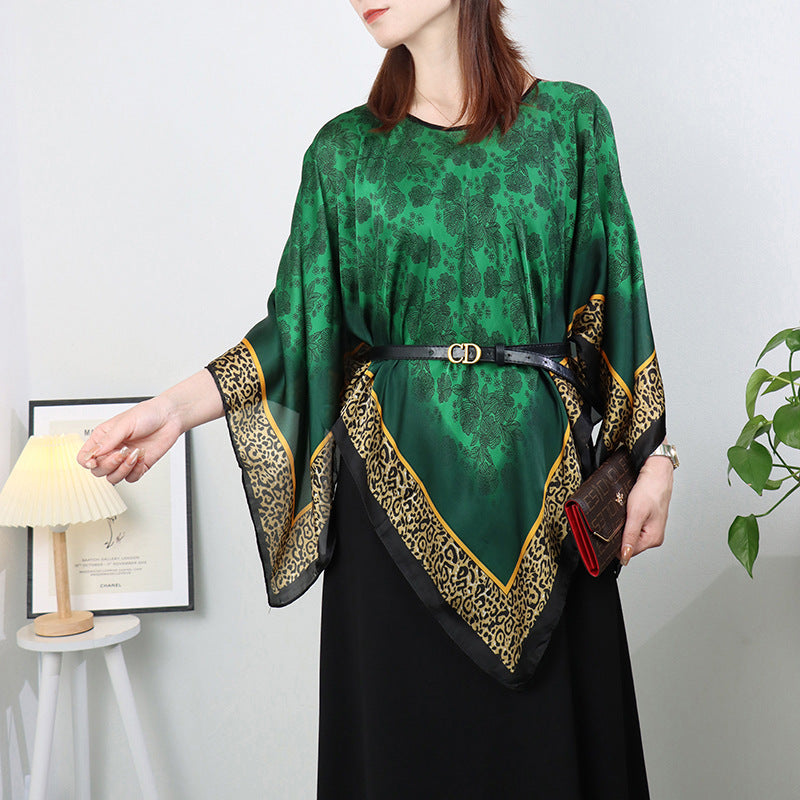 Silk pullover sunscreen silk scarf shawl women's sunscreen clothing in summer with large size loose changeable