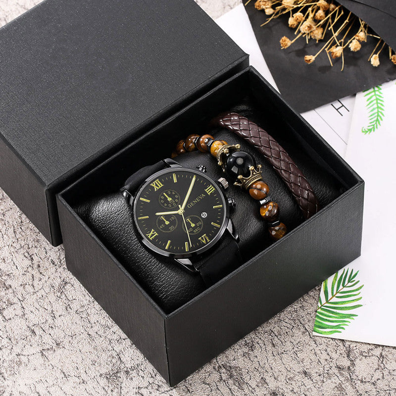Coffret cadeau pour homme – Montre calendrier avec bracelet 3 pièces