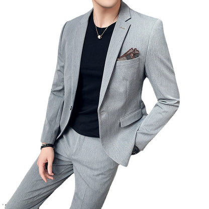 👔Herrenanzug im koreanischen Stil – Weiß, zweiteilig, Ein-Knopf, Business-Casual Bräutigam-Outfit