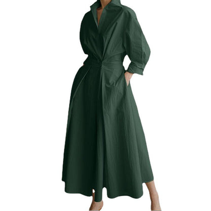 Lined Long-Sleeve Swing Dress