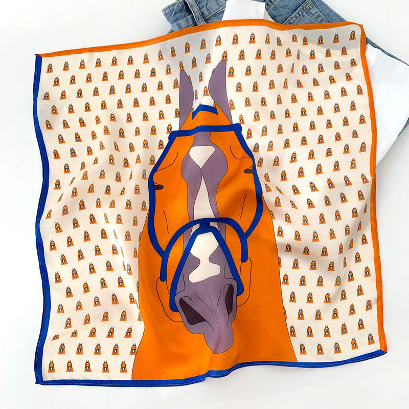 Striped Silk-Look Square Scarf