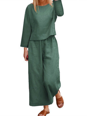 🌿Solid Color Loose Fit Two-Piece Outfit 📌