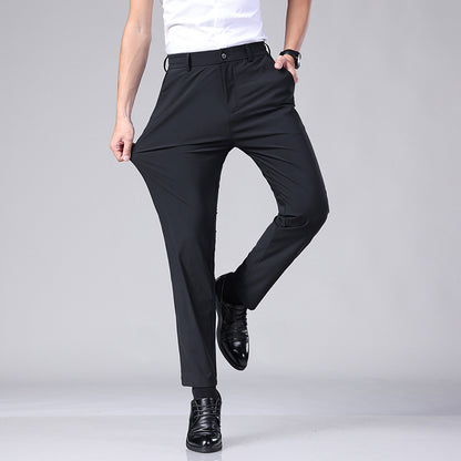 👖Men’s Ice Silk Drape Trousers – Summer Thin, High Elastic, Quick‑Dry Casual Business Pants