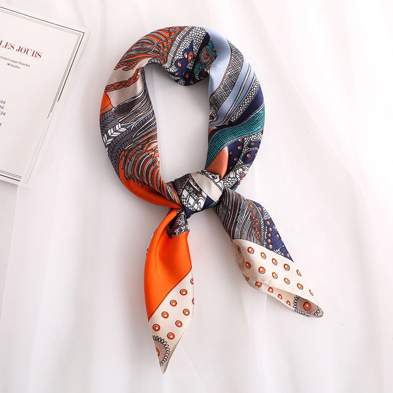 Striped Silk-Look Square Scarf