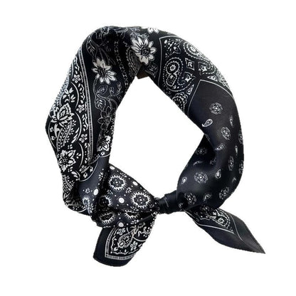 2025 autumn female cashew flower small square silk scarf / High-end neckband accessories & decoration
