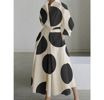 Lined Long-Sleeve Swing Dress