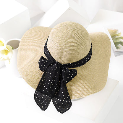 Women's chiffon ribbon straw hat
