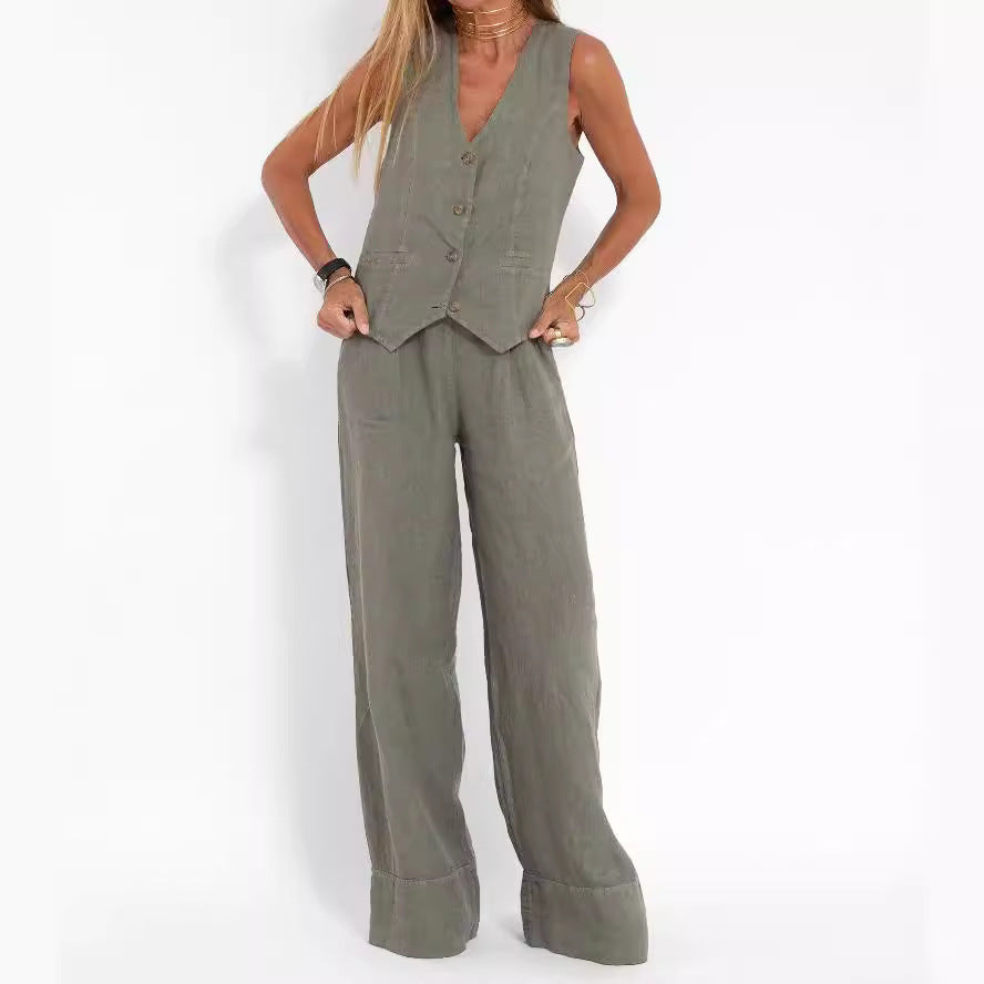 🌿Women's Cotton Linen Vest & Trousers Two-Piece Set 🎀