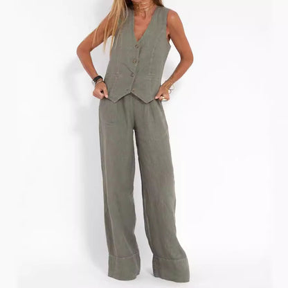 🌿Women's Cotton Linen Vest & Trousers Two-Piece Set 🎀