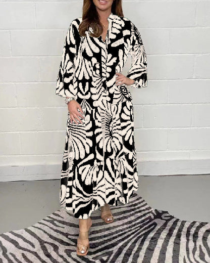 Autumn / Winter Printed Loose Casual Dress