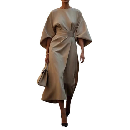 👗Elegantes Fledermausärmel-Maxikleid in Unifarbe