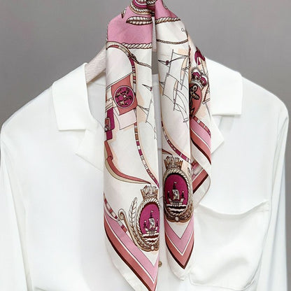 Striped Silk-Look Square Scarf