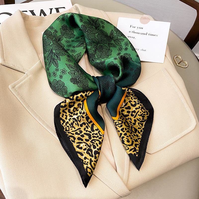 Striped Silk-Look Square Scarf