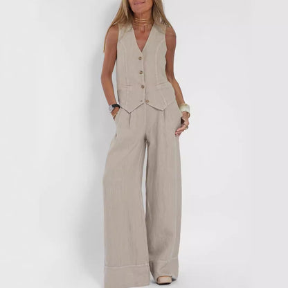 🌿Women's Cotton Linen Vest & Trousers Two-Piece Set 🎀