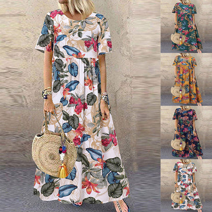 💕 Damen Retro Maxikleid mit Blumenmuster in A-Linie 👗