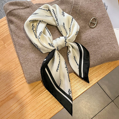 Striped Silk-Look Square Scarf
