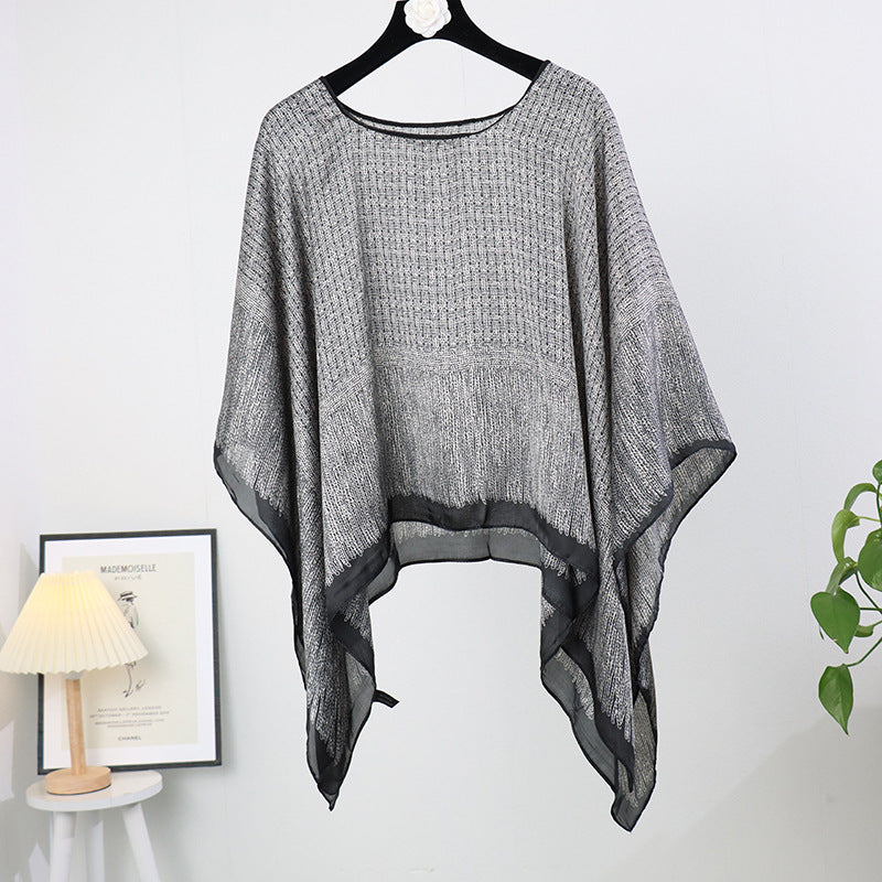 Silk pullover sunscreen silk scarf shawl women's sunscreen clothing in summer with large size loose changeable