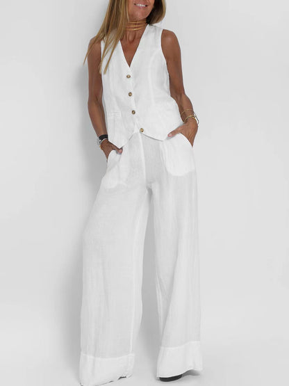 🌿Women's Cotton Linen Vest & Trousers Two-Piece Set 🎀