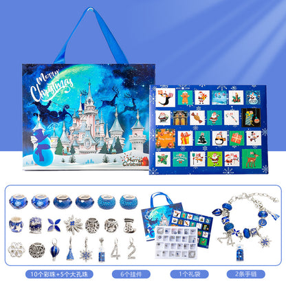 Weihnachtliches DIY-Armband-Überraschungspaket – Adventskalender mit 24 Fächern aus Silberschmuck für Kinder