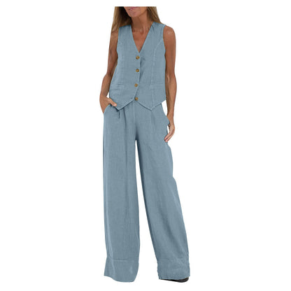 🌿Women's Cotton Linen Vest & Trousers Two-Piece Set 🎀