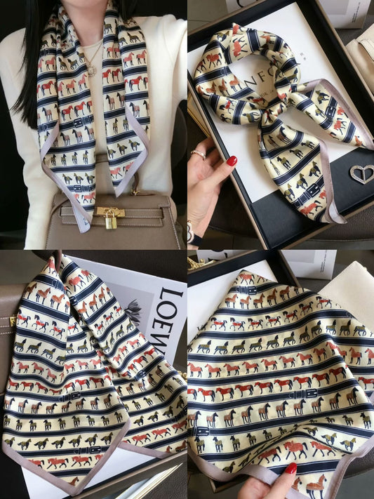 Flower small square silk scarf