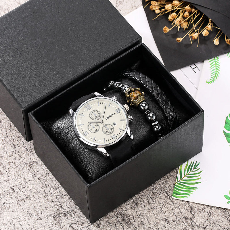 Coffret cadeau pour homme – Montre calendrier avec bracelet 3 pièces
