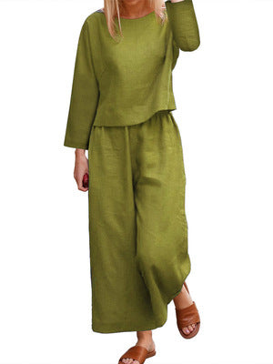 🌿Solid Color Loose Fit Two-Piece Outfit 📌
