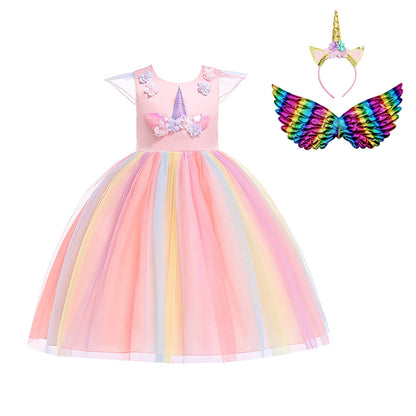 Unicorn Rainbow Ruffle Dress