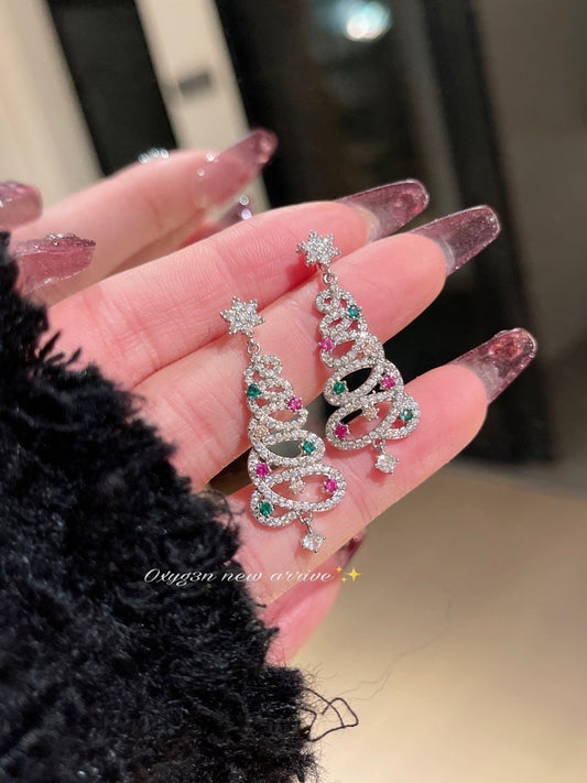 Christmas Tree Tassel Star Earrings