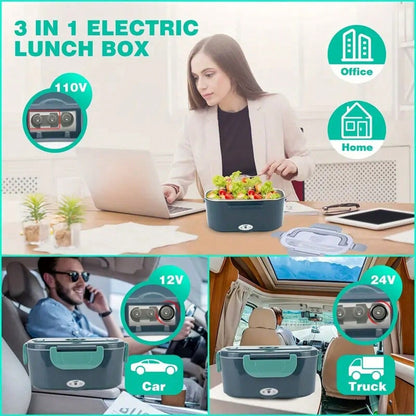 🌸Boîte à déjeuner électrique 3-en-1 – Chauffe-plat ultra-rapide
