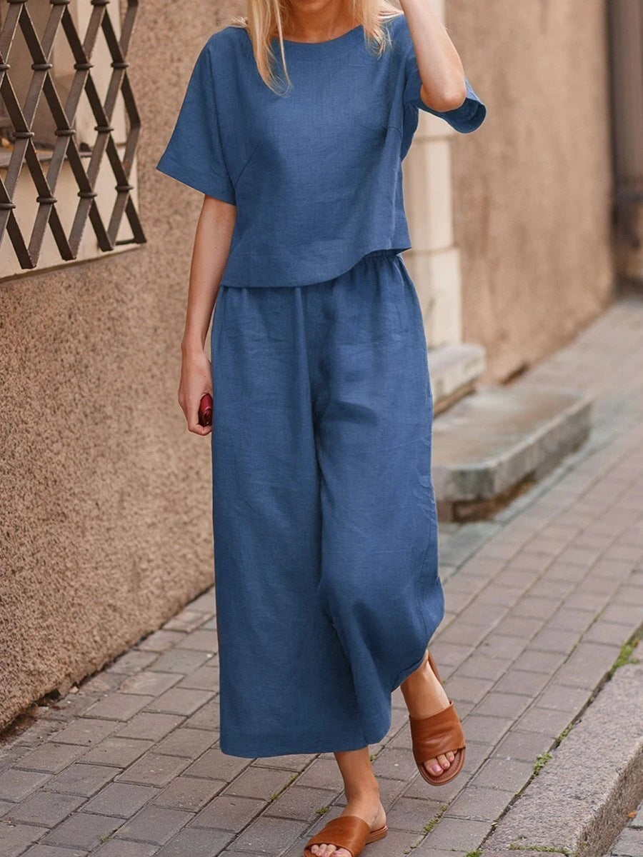 🌿Solid Color Loose Fit Two-Piece Outfit 📌