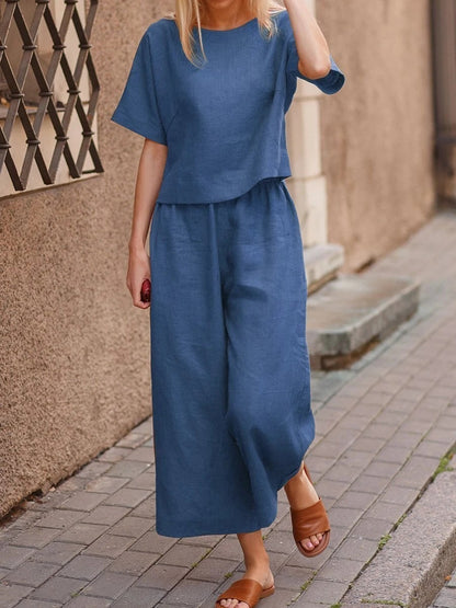 🌿Solid Color Loose Fit Two-Piece Outfit 📌