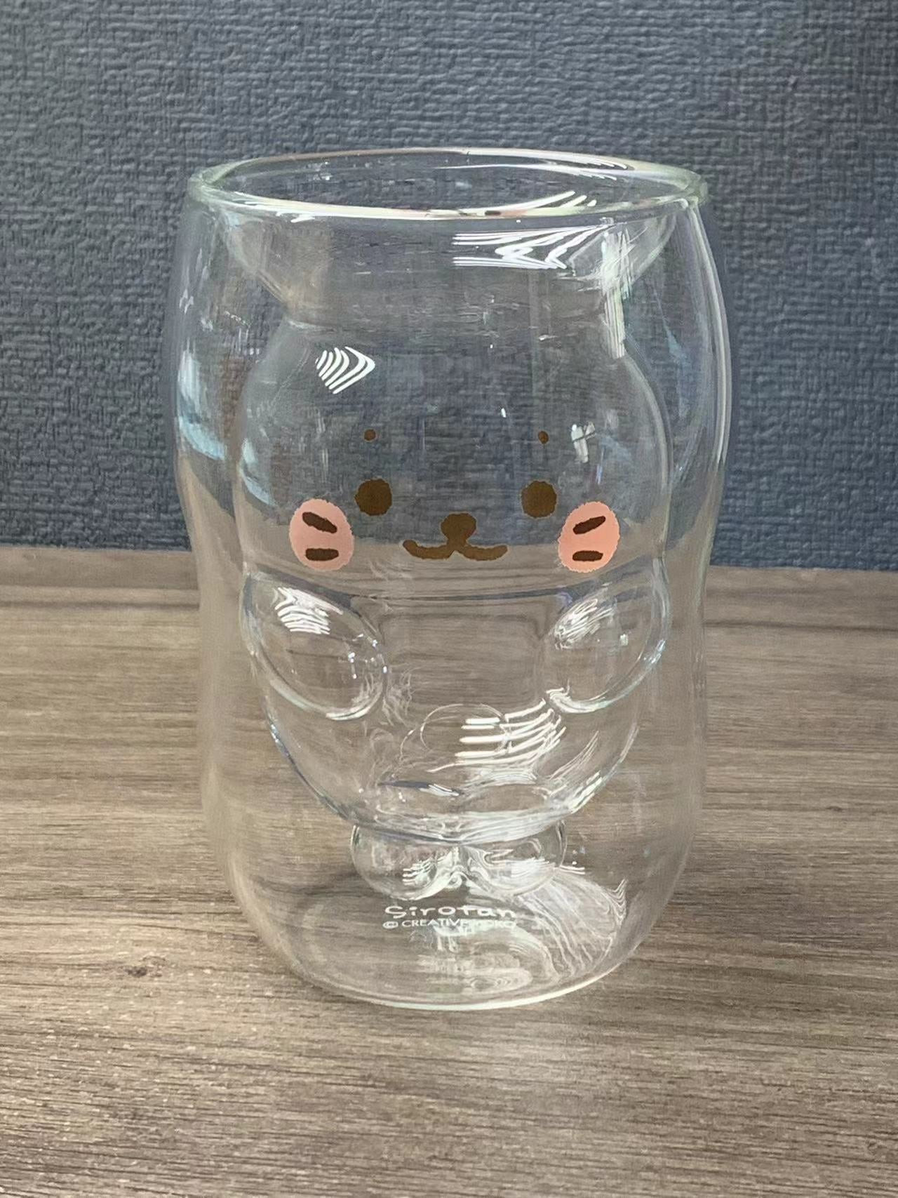 🥤Cartoon Double‑Layer Glass Cup 🌞