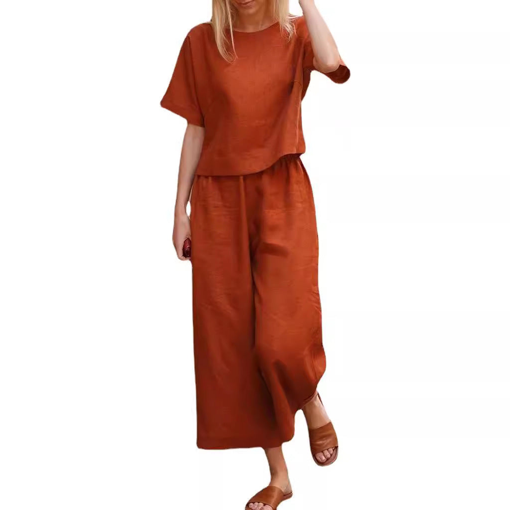 🌿Solid Color Loose Fit Two-Piece Outfit 📌