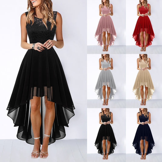 Hollow Waist Chiffon Lace Evening Dress
